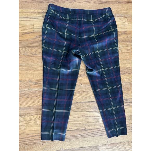 Talbots Women Pants 16p Black Red Green Wool Blend Hampshire Ankle Plaid Preppy - Picture 3 of 8